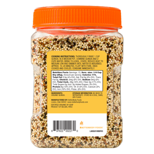 BetterBody Foods Organic Quinoa Perspective: back