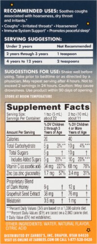 Zarbee's Naturals Children's Grape Flavor Nighttime Cough Syrup Perspective: back