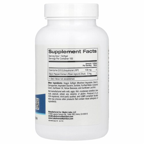 Lake Avenue Nutrition CoQ10 with Bioperine® - 150 Veggie