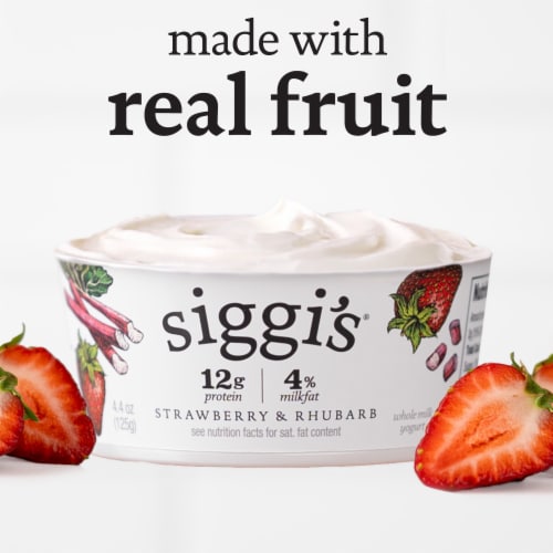 siggi’s Strawberry & Rhubarb Icelandic-Style Whole Milk Yogurt, 4.4 oz Perspective: back