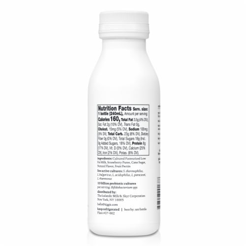 siggi's Probiotic Drinkable Lowfat Yogurt Perspective: back