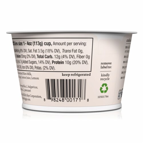 Siggi's® Lemon Triple Cream Icelandic Style Skyr Yogurt Cup Perspective: back