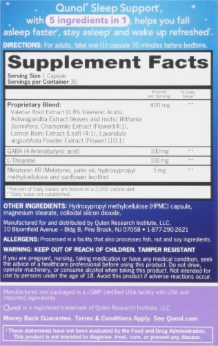 Qunol® Sleep Support Capsules Perspective: back