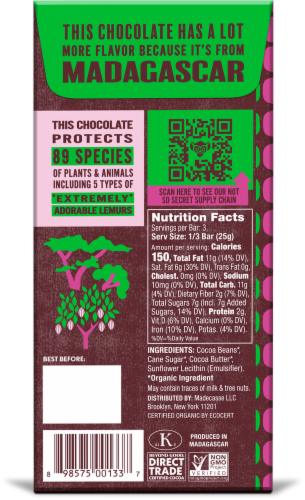 Madecasse - Chocolate Bar 70% Pure Dark Chocolate - Case of 12-2.64 oz. Perspective: back