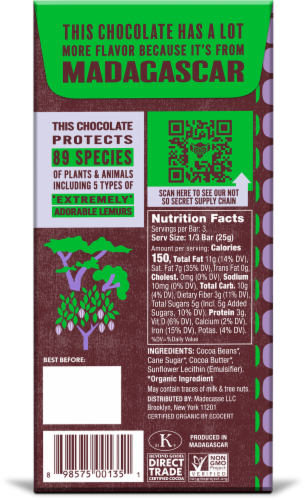Beyond Good Madagascar 80% Cocoa Dark Chocolate Organic Candy Bar Perspective: back