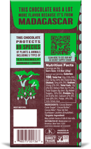 Beyond Good Sea Salt 63% Cocoa Dark Chocolate Organic Candy Bar Perspective: back