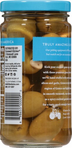 Tillen Farms® Garlic Jalapeno Olives in Vermouth Perspective: back