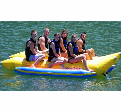 New Island Hopper 6 Passenger 13' Feet In-Line Side-To-Side Seating Banana Boat Perspective: back