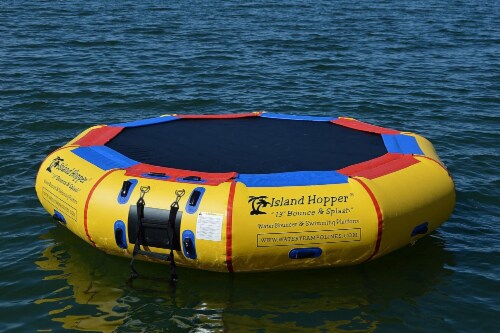New Island Hopper 13' Bounce N Splash Padded Water Bouncer Perspective: back