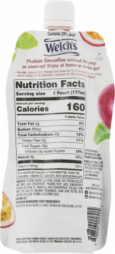 Welch's Passion Fruit Protein Smoothie Perspective: back