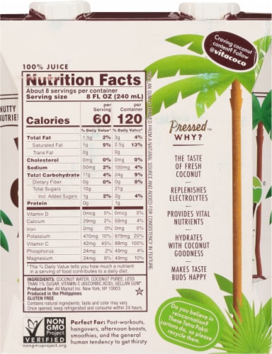 Vita Coco® The Original Pressed Coconut Bottled Water Perspective: back
