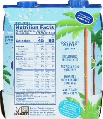 Vita Coco® Original Coconut Bottled Water Perspective: back