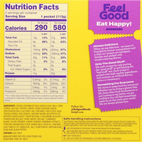 Feel Good Foods Gluten Free Bacon Egg and Cheese Pockets Perspective: back
