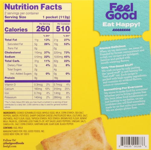 Feel Good Foods Gluten-Free Potato Egg & Cheese Pockets Perspective: back