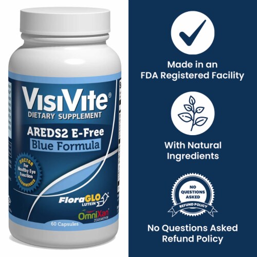 VisiVite, AREDS 2 E-Free Blue Eye Vitamin Formula Perspective: back
