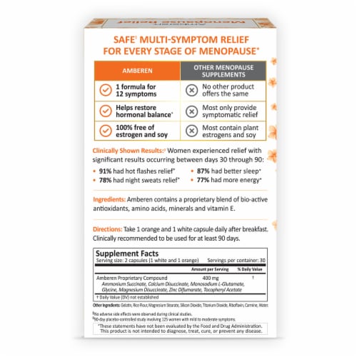 Amberen® Multi-Symptom Menopause Relief Capsules Perspective: back