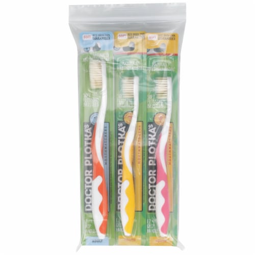 Doctor Plotka's Mouthwatchers Antimicrobial Toothbrushes with Flossing Bristles Family Pack Perspective: back
