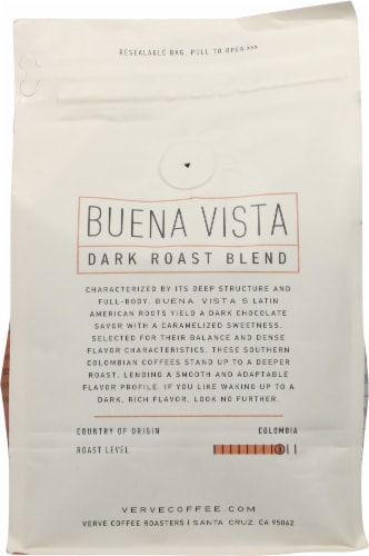 Verve Buena Vista Dark Roast Whole Bean Coffee Perspective: back