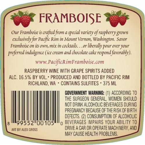 Pacific Rim Framboise Infusion of Raspberry Perspective: back