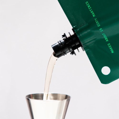 Filthy Olive Brine Cocktail Mixer Perspective: back