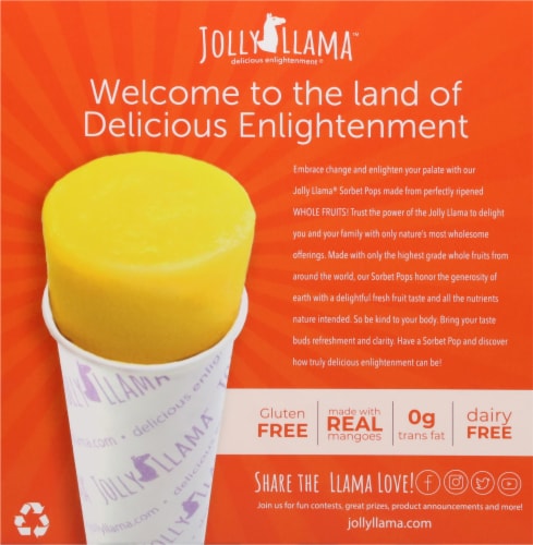 Jolly Llama™ Mango Sorbet Bars Perspective: back