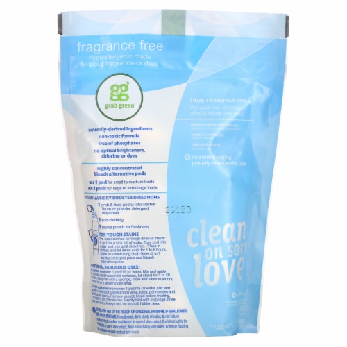 Grab Green® Fragrance Free Bleach Alternative Pods Laundry Detergent Pods Perspective: back