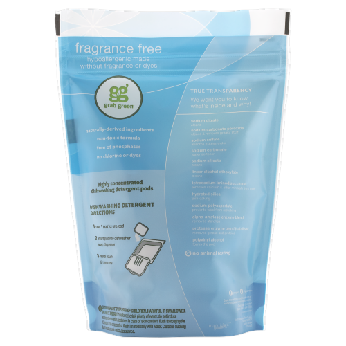 Grab Green Fragrance Free Dishwashing Detergent Pods Perspective: back