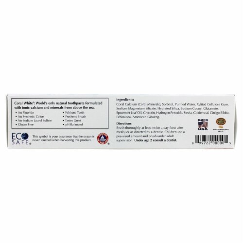 Coral LLC Coral White Toothpaste with Xylitol Mint, 6 Ounces Perspective: back