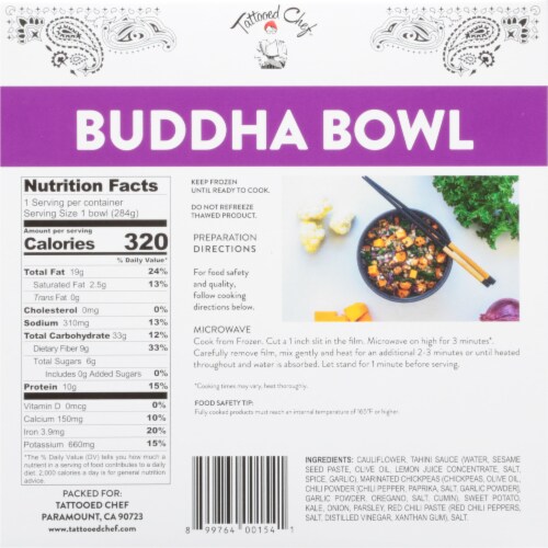 Tattooed Chef™ Riced Cauliflower Buddha Bowl Frozen Meal Perspective: back