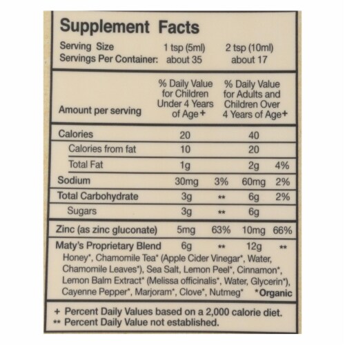 Maty's® Organic Children's Goodnight Cough Syrup Perspective: back