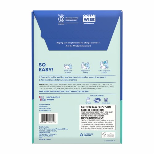 Tru Earth® Eco-Strips Laundry Detergent Sheets Fragrance Free Perspective: back