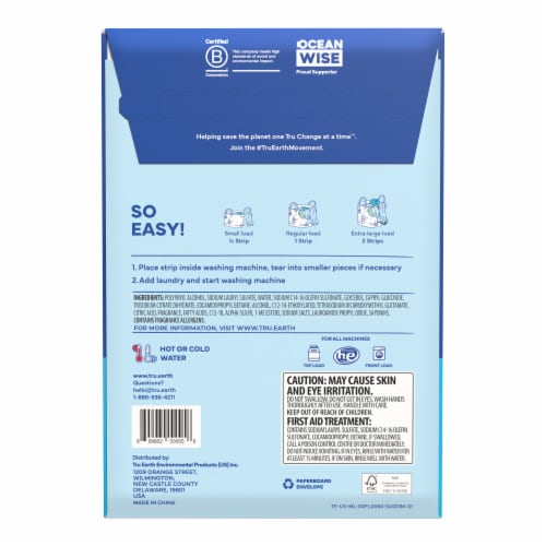 Tru Earth® Eco-Strips Fresh Linen Scent Laundry Detergent Sheets Perspective: back