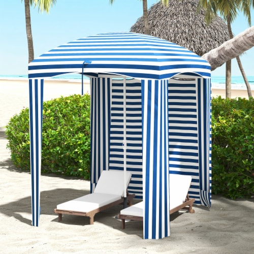 Simplie Fun Cabana Beach Umbrella Shade, Coolness, and Protection in One! Perspective: back