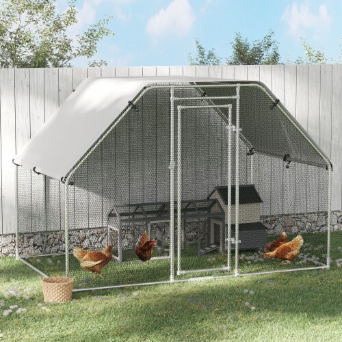 Simplie Fun Spacious & Secure Walk-in Chicken Coop with Shady Roof for Small Animals Perspective: back