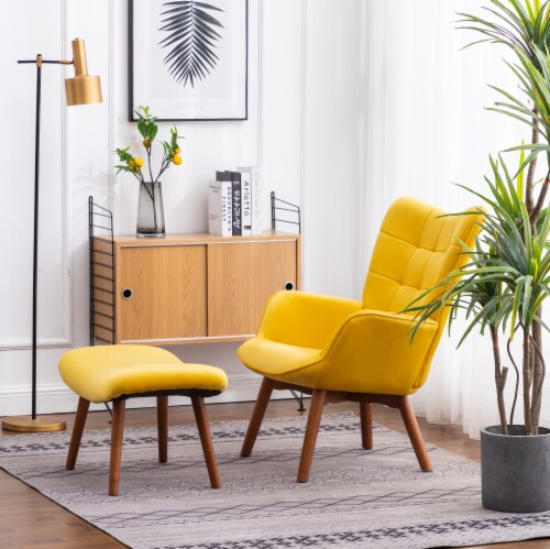 Yellow tufted accent chair sales
