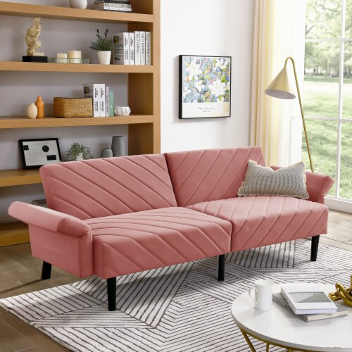 Simplie Fun Mid Century Velvet Futon Sofa Bed with Adjustable Recliner and Durable Frame 1 count Fred Meyer