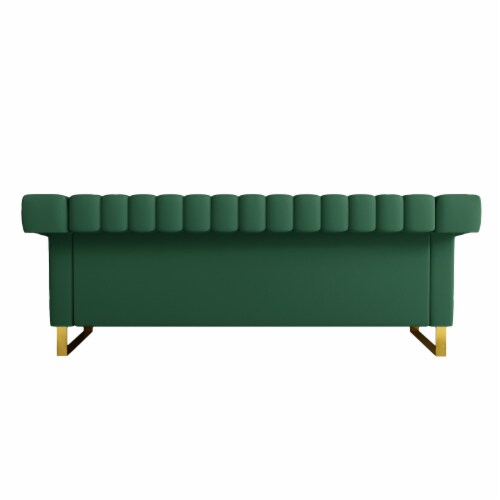 Simplie Fun Contemporary Plush Velvet Sofa with Vertical Stripes and Gold Accents Perspective: back