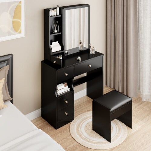 Simplie Fun Modern Vanity Table Set with Stool Small Dresser with Drawers for Bedroom Makeup 1 count Kroger