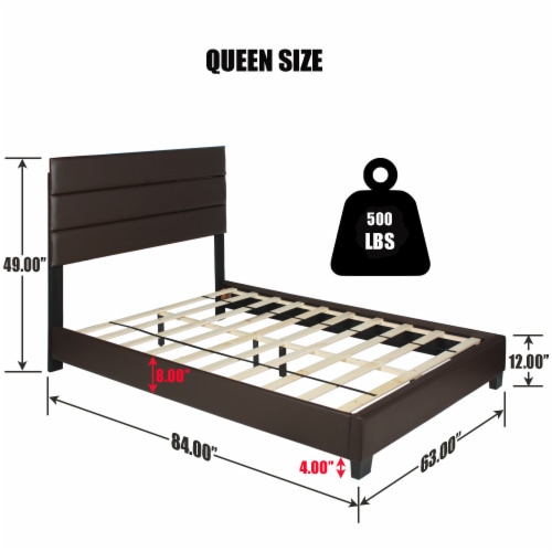 Better Home Products Napoli Faux Leather Upholstered Platform Bed Queen Tobacco Perspective: back