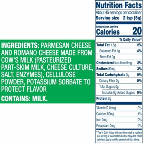 Kraft Parmesan Cheese Grated 8 oz Pack of 2 Perspective: back