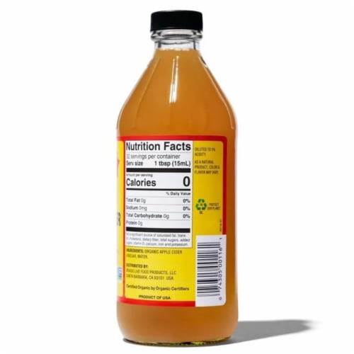 Organic Raw Apple Cider Vinegar, 16 Ounce (1 Pack) Perspective: back