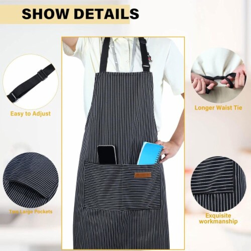 4 Pcs Cooking Apron with Pockets Waterproof Soft Baking Apron Adjustable Bib Aprons for Women Perspective: back