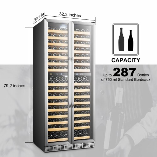 Ergode Lanbo Black Dual Zone Wine Cooler French Doors 287 Bottle Capacity Perspective: back