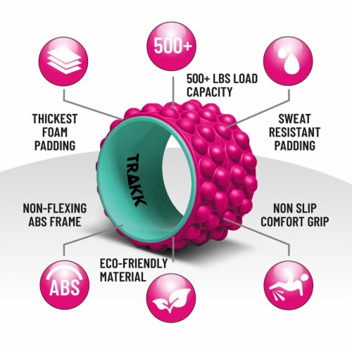 TRAKK ACCU-WHEEL Foam Roller Recovery Wheel for Full Body Pain Relief, Pink Perspective: back