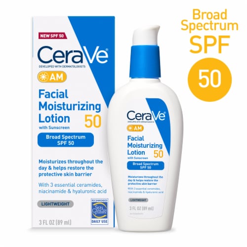 CeraVe AM Facial Moisturizing Lotion SPF 50, Face Moisturizer with Broad Spectrum SPF 50 Sunscreen Perspective: back