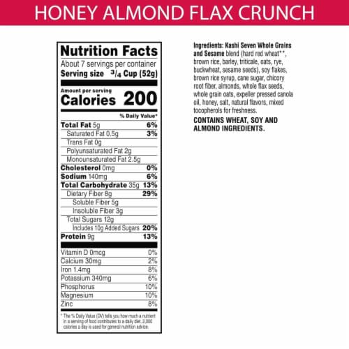 Kashi Go Breakfast Cereal Honey Almond Flax Crunch (4 Boxes) Perspective: back