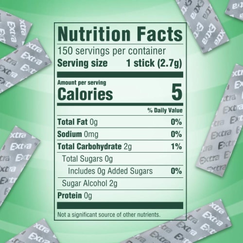Extra Spearmint Sugarfree Chewing Gum 15 Count Pack of 10 Perspective: back