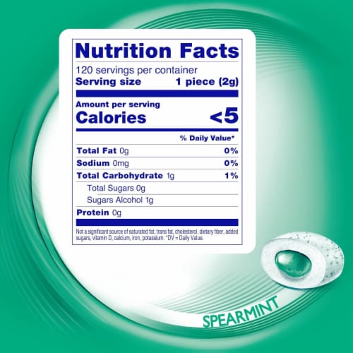 Mentos Pure Fresh Sugar-Free Chewing Gum Spearmint 120 Count Pack of 1 Perspective: back