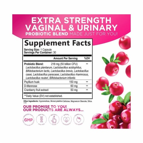 Probiotics For Women 50 Billion CFU - Women's Digestive Support 30 Capsules Perspective: back