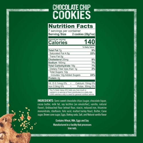 Tate's Bake Shop Chocolate Chip Cookies Pack of 4 Perspective: back